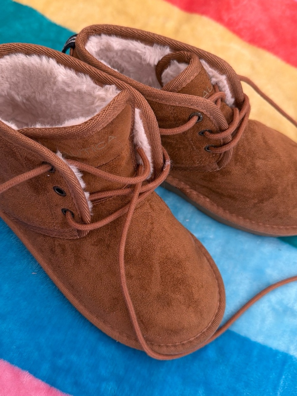 Nautica Kids Faux-Suede Lace-Up Boots - Brown
